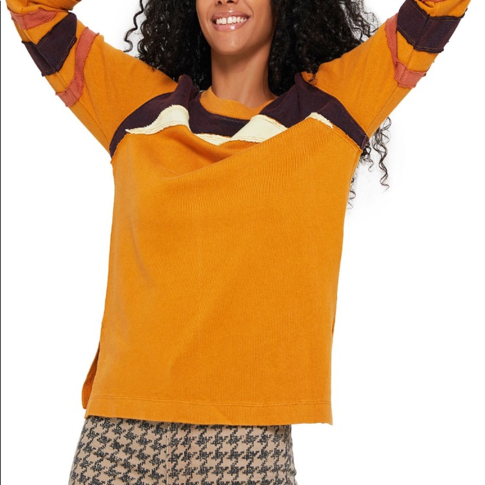 Free People Vibrant Orange and Purple Sweatshirt
